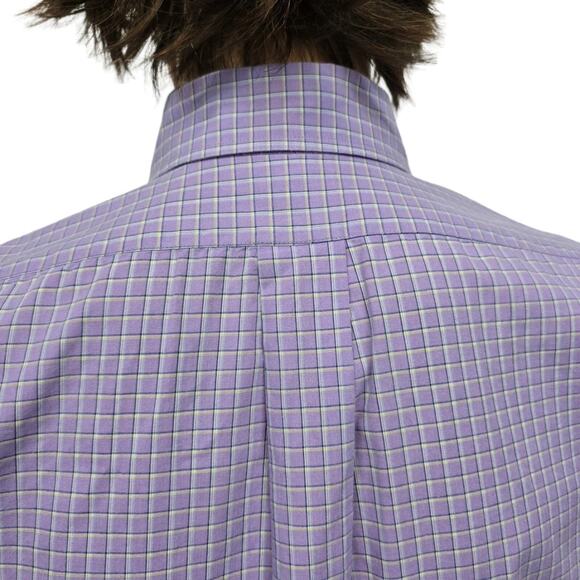 Brooks Brothers 346 Original Polo Shirt Short Sleeve Men M Slim fit Purple Check - Picture 10 of 12